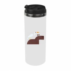 Термокружка Капибара с цаплей - PrintSalon