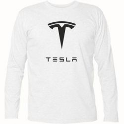 Футболка с длинным рукавом Tesla Logo - PrintSalon