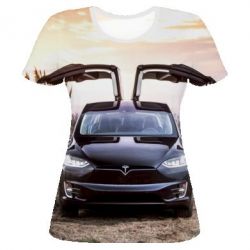 Женская футболка 3D Tesla S