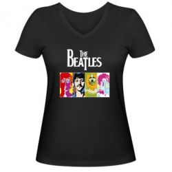 Женская футболка с V-образным вырезом The Beatles Logo - PrintSalon