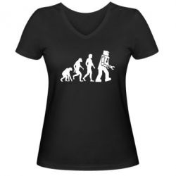 Женская футболка с V-образным вырезом The Bing Bang theory Evolution - PrintSalon