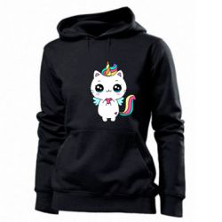 Женское худи The cat is unicorn - PrintSalon