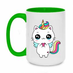 Чашка двухцветная 420ml The cat is unicorn - PrintSalon