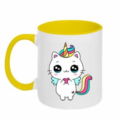 Чашка двухцветная 320ml The cat is unicorn - PrintSalon