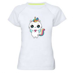 Женская футболка для спорта The cat is unicorn - PrintSalon