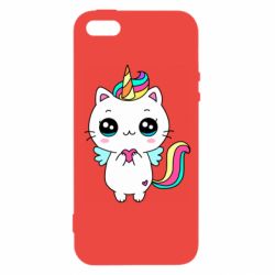 Чехол для iPhone5/5S/SE The cat is unicorn - PrintSalon
