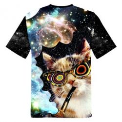 Чоловіча футболка 3D The cat smokes a pipe - PrintSalon