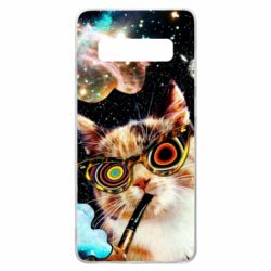 Чохол для Samsung S10+ The cat smokes a pipe - PrintSalon