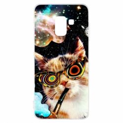 Чохол для Samsung A8 2018 The cat smokes a pipe - PrintSalon