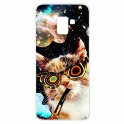 Чохол для Samsung A8+ 2018 The cat smokes a pipe - PrintSalon
