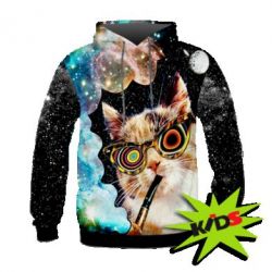Дитяче 3D худі The cat smokes a pipe - PrintSalon