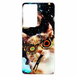 Чохол для Samsung S21 Ultra The cat smokes a pipe - PrintSalon