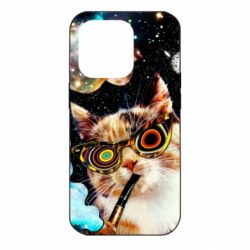 Чохол для iPhone 14 Pro The cat smokes a pipe - PrintSalon