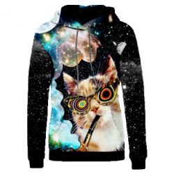 Жіноче 3D худі The cat smokes a pipe