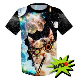Дитяча 3D футболка The cat smokes a pipe - PrintSalon