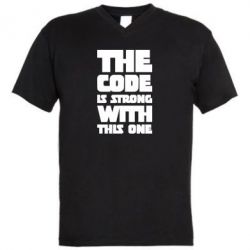 Мужская футболка  с V-образным вырезом The code is strong with this one - PrintSalon
