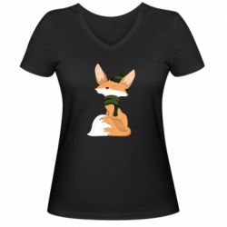 Женская футболка с V-образным вырезом The Fox in the Hat - PrintSalon