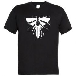 Мужская футболка  с V-образным вырезом The last of us spray logo - PrintSalon