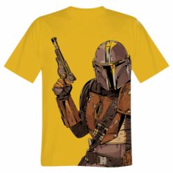 Мужская футболка 3D The Mandalorian background yellow-PrintSalon Мужская футболка 3D The Mandalorian background yellow