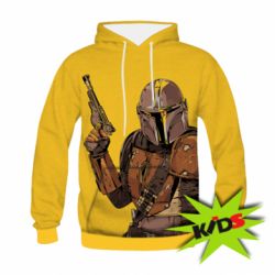 Дитяче 3D худі The Mandalorian  background yellow