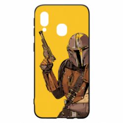 Чохол для Samsung A40 The Mandalorian  background yellow - PrintSalon