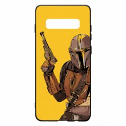 Чохол для Samsung S10+ The Mandalorian  background yellow - PrintSalon