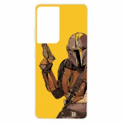 Чохол для Samsung S21 Ultra The Mandalorian  background yellow - PrintSalon