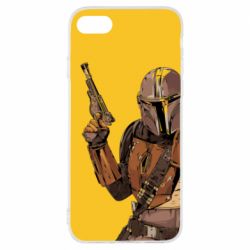 Чохол для iPhone 8 The Mandalorian  background yellow - PrintSalon