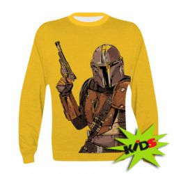 Дитячий 3D світшот The Mandalorian  background yellow - PrintSalon