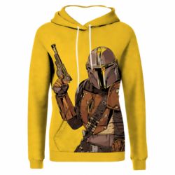 Жіноче 3D худі The Mandalorian  background yellow-PrintSalon Жіноче 3D худі The Mandalorian  background yellow