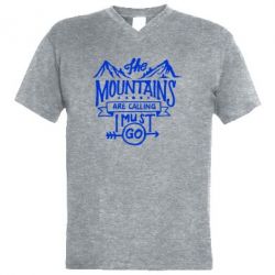 Мужская футболка  с V-образным вырезом The mountains are calling must go - PrintSalon