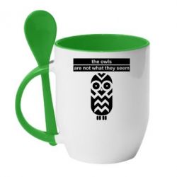 Чашка з ложкою The owls are not what they seem - PrintSalon