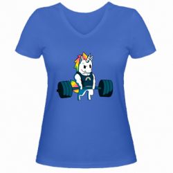 Женская футболка с V-образным вырезом The unicorn is rocking - PrintSalon