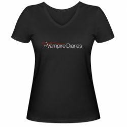 Женская футболка с V-образным вырезом The Vampire Diaries Small-PrintSalon Женская футболка с V-образным вырезом The Vampire Diaries Small