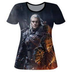 Женская футболка 3D The witcher and witches head - PrintSalon