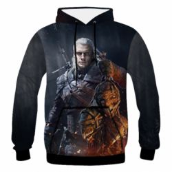 Мужское 3D худи The witcher and witches head - PrintSalon