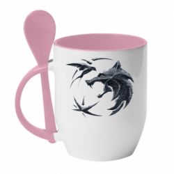 Чашка с ложкой The  witcher: wolf and swallow - PrintSalon