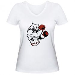 Женская футболка с V-образным вырезом The Wolf Boxer - PrintSalon