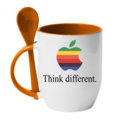 Чашка с ложкой Think different. - PrintSalon