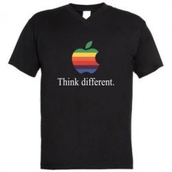 Мужская футболка  с V-образным вырезом Think different. - PrintSalon
