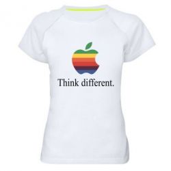 Женская футболка для спорта Think different.-PrintSalon Женская футболка для спорта Think different.