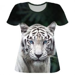 Женская футболка 3D Tiger albino-PrintSalon Женская футболка 3D Tiger albino