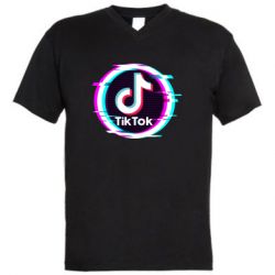 Мужская футболка  с V-образным вырезом Tik tock glitch ring - PrintSalon