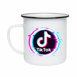 Кружка эмалированная Tik tock glitch ring - PrintSalon