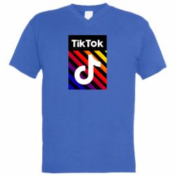 Мужская футболка  с V-образным вырезом Tik Tok Colorful Logo - PrintSalon