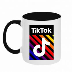 Чашка двухцветная 320ml Tik Tok Colorful Logo - PrintSalon
