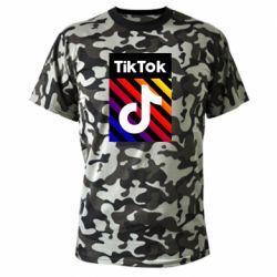 Камуфляжная футболка Tik Tok Colorful Logo - PrintSalon