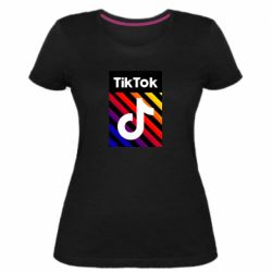 Женская премиум футболка Tik Tok Colorful Logo - PrintSalon