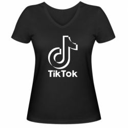 Женская футболка с V-образным вырезом Тик Ток - PrintSalon