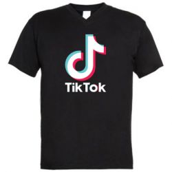 Мужская футболка  с V-образным вырезом Tiktok logo - PrintSalon